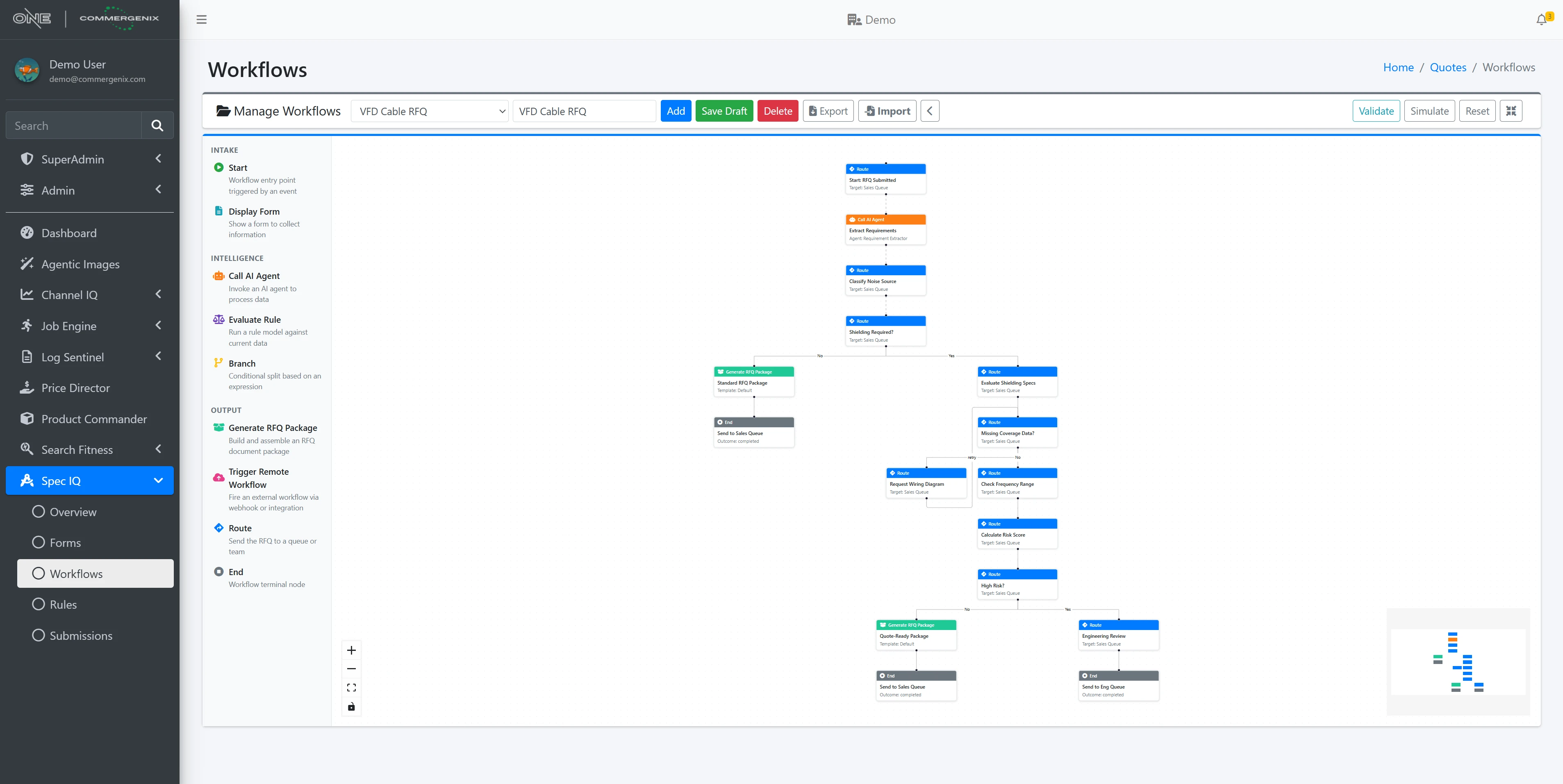 SpecIQ workflow orchestration editor