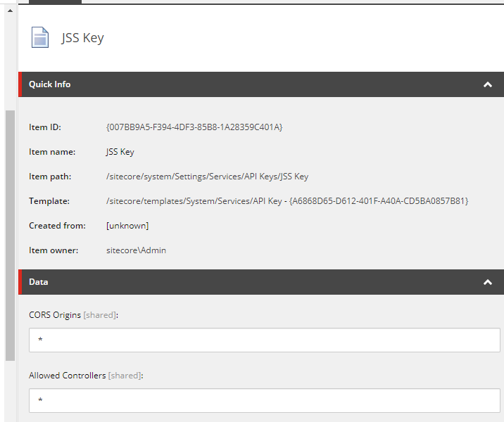Sitecore API Key